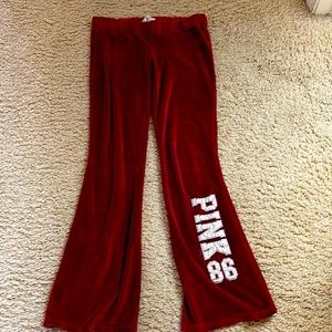 Pink flared red pants XS